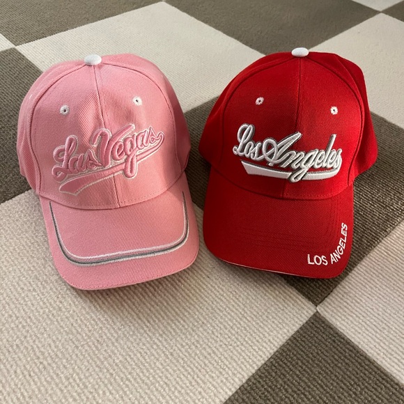 Accessories - Pink and Red Women Baseball Hats Set